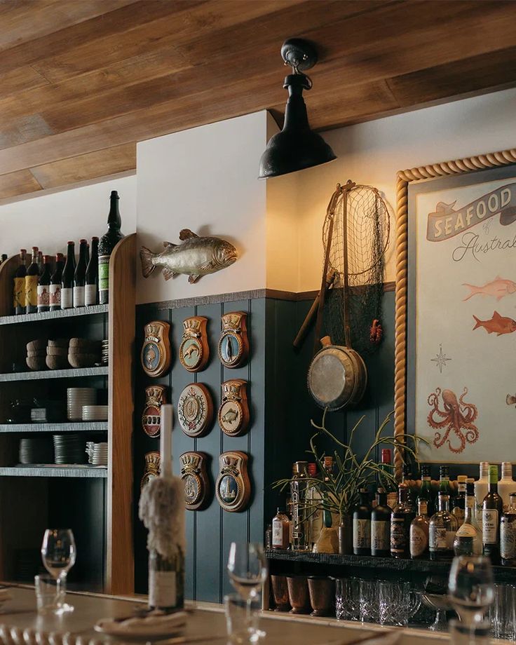 The back bar at Low Tide Tavern